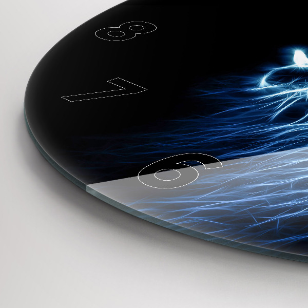 Round glass wall clock Wild lion