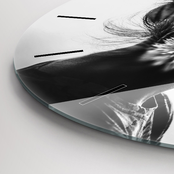 Round glass wall clock Portrait of a woman