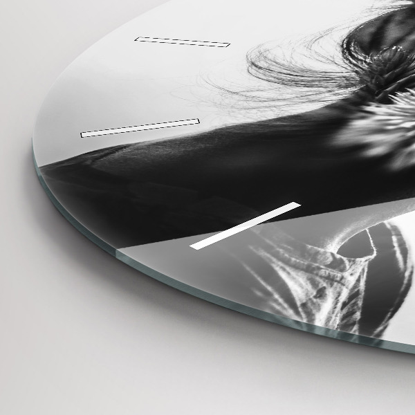 Round glass wall clock Portrait of a woman