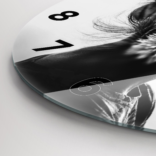 Round glass wall clock Portrait of a woman