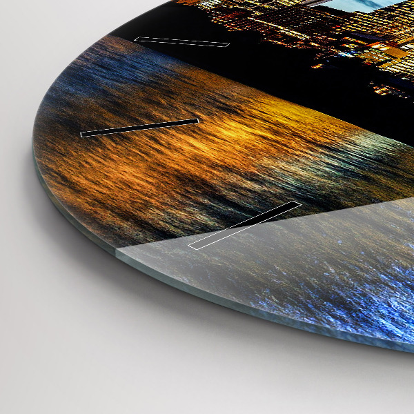 Round glass wall clock Sydney In The Evening