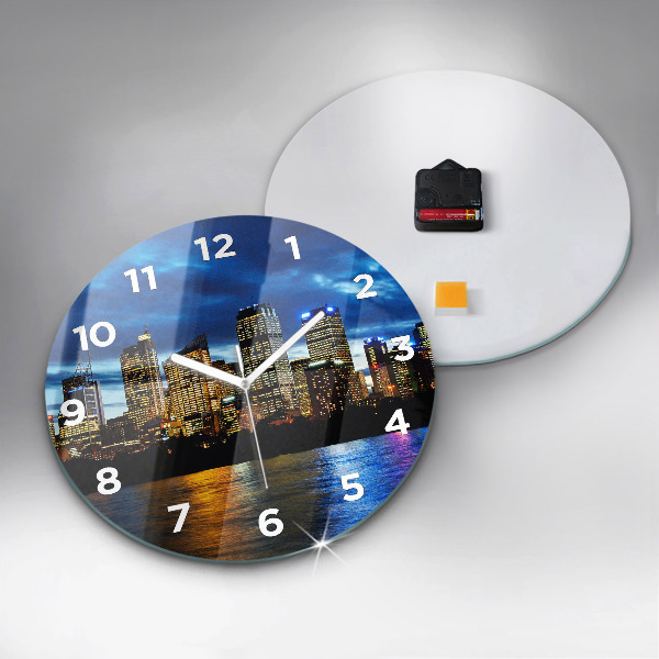 Round glass wall clock Sydney In The Evening