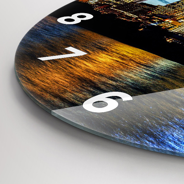 Round glass wall clock Sydney In The Evening