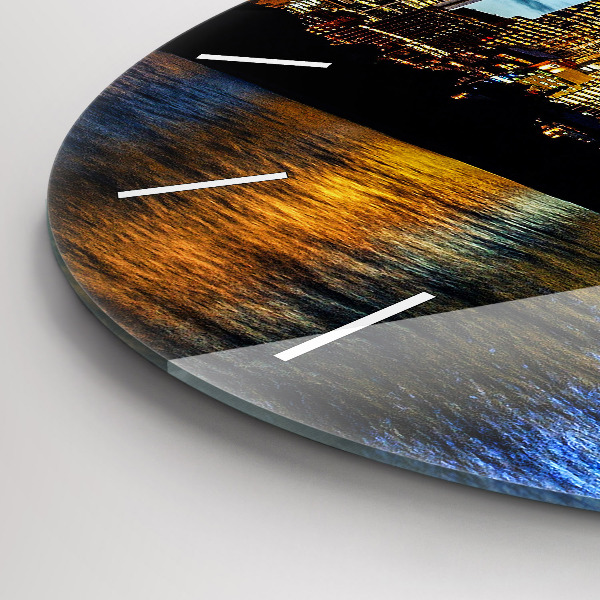 Round glass wall clock Sydney In The Evening