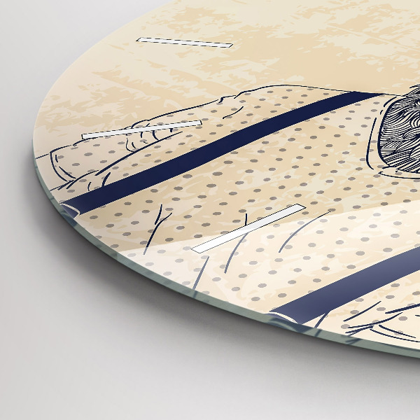 Round glass wall clock Abstract deer