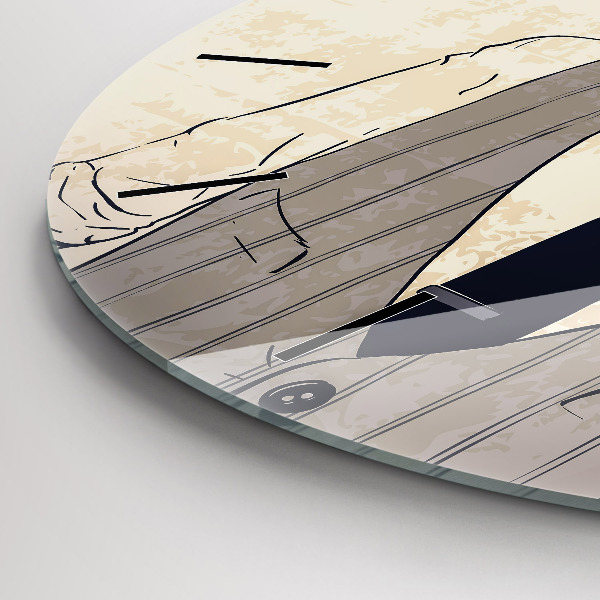 Round glass wall clock Man with a beard