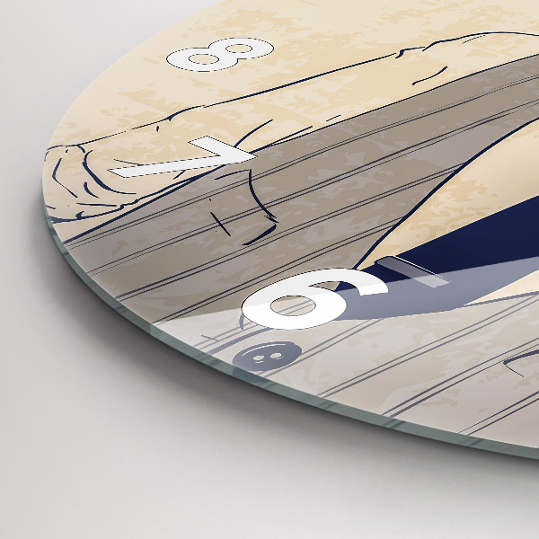 Round glass wall clock Man with a beard