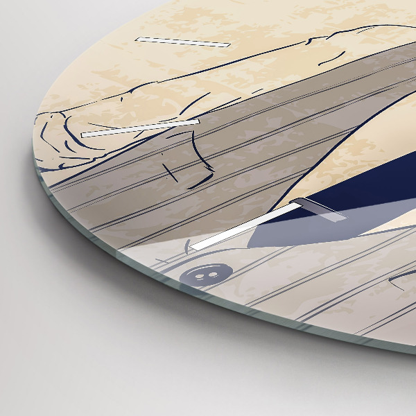 Round glass wall clock Man with a beard