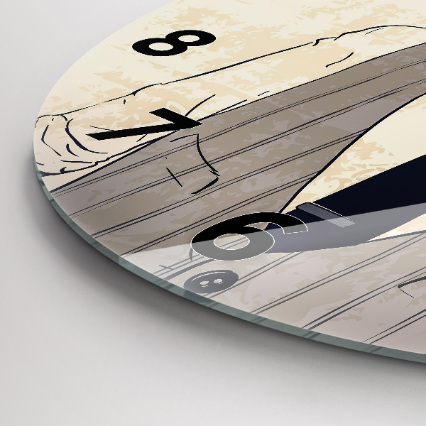 Round glass wall clock Man with a beard