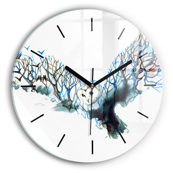 Round glass wall clock Freedom and nature of birds