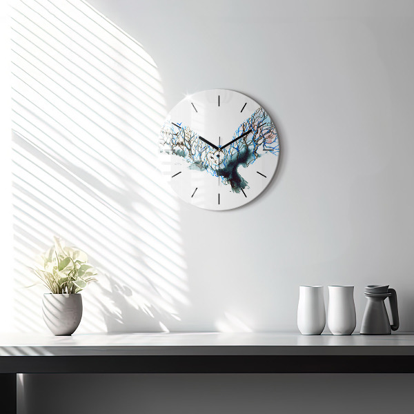 Round glass wall clock Freedom and nature of birds