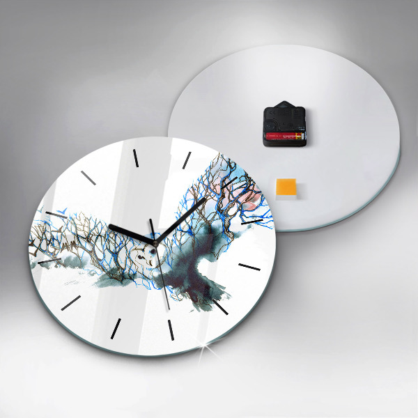Round glass wall clock Freedom and nature of birds