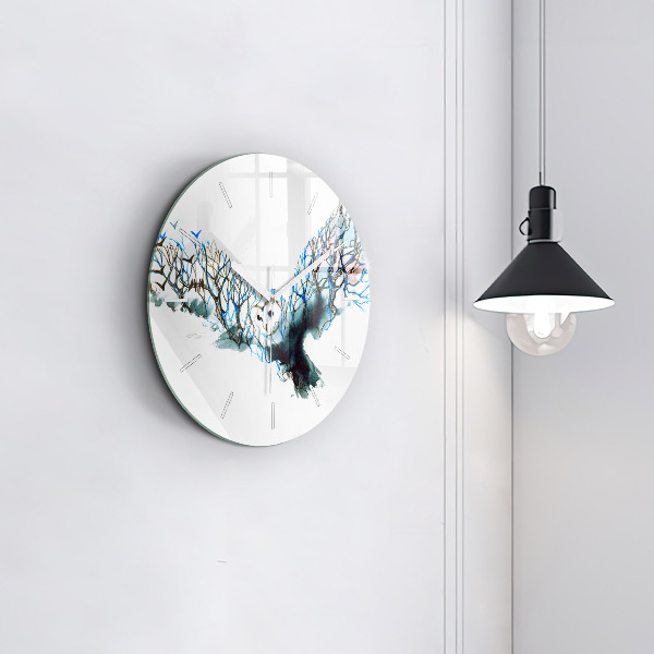 Round glass wall clock Freedom and nature of birds