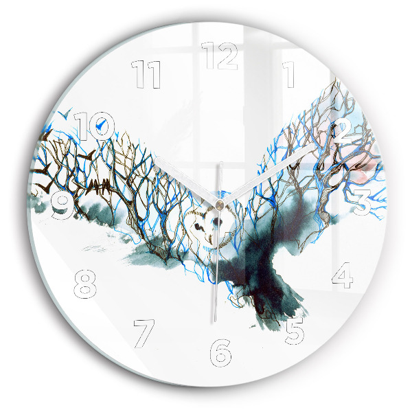 Round glass wall clock Freedom and nature of birds