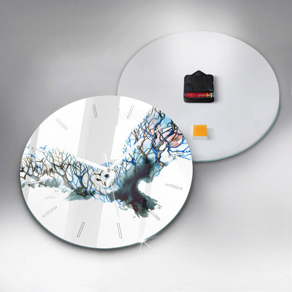 Round glass wall clock Freedom and nature of birds