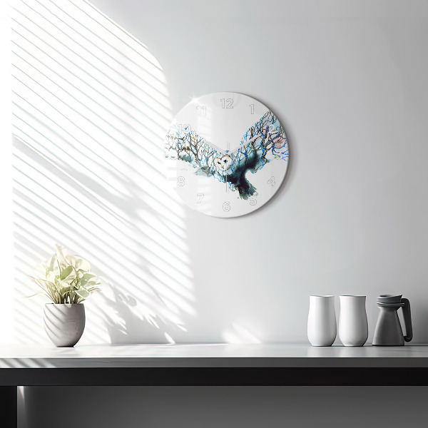 Round glass wall clock Freedom and nature of birds