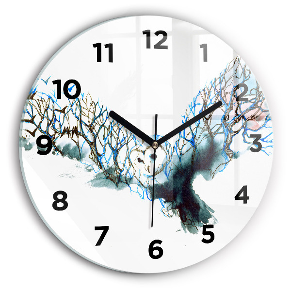Round glass wall clock Freedom and nature of birds