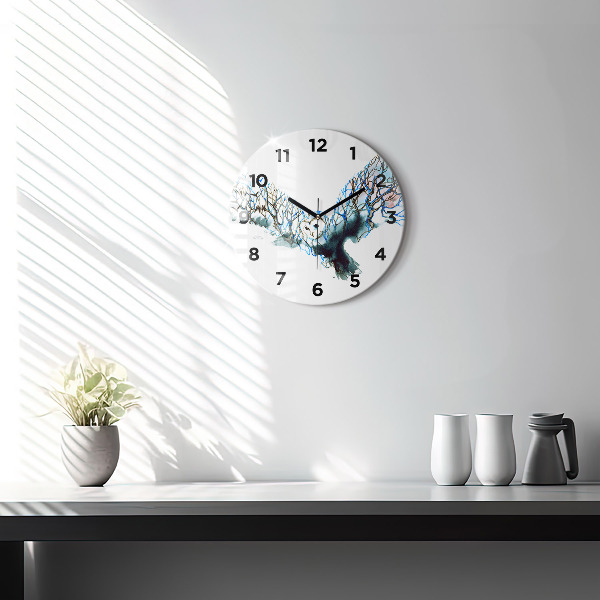 Round glass wall clock Freedom and nature of birds