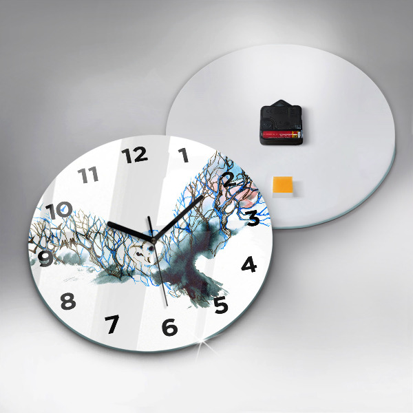 Round glass wall clock Freedom and nature of birds