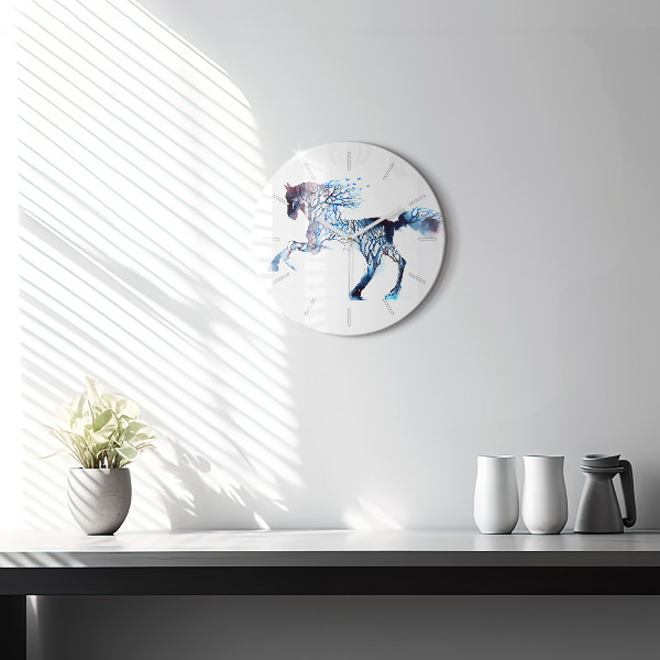 Round glass wall clock Nature of the animal