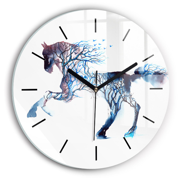 Round glass wall clock Nature of the animal