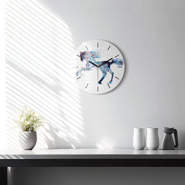 Round glass wall clock Nature of the animal