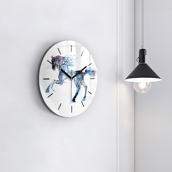 Round glass wall clock Nature of the animal