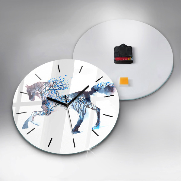 Round glass wall clock Nature of the animal