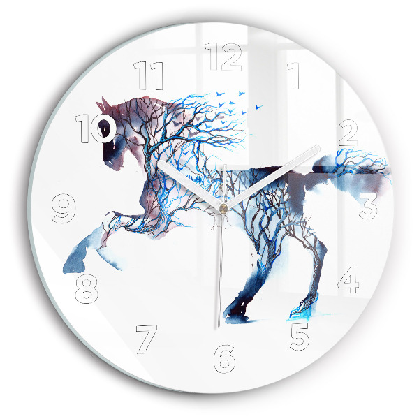 Round glass wall clock Nature of the animal