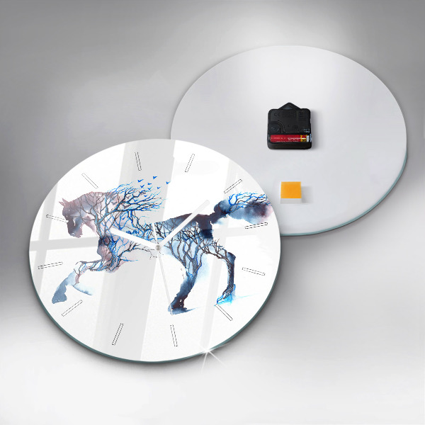 Round glass wall clock Nature of the animal