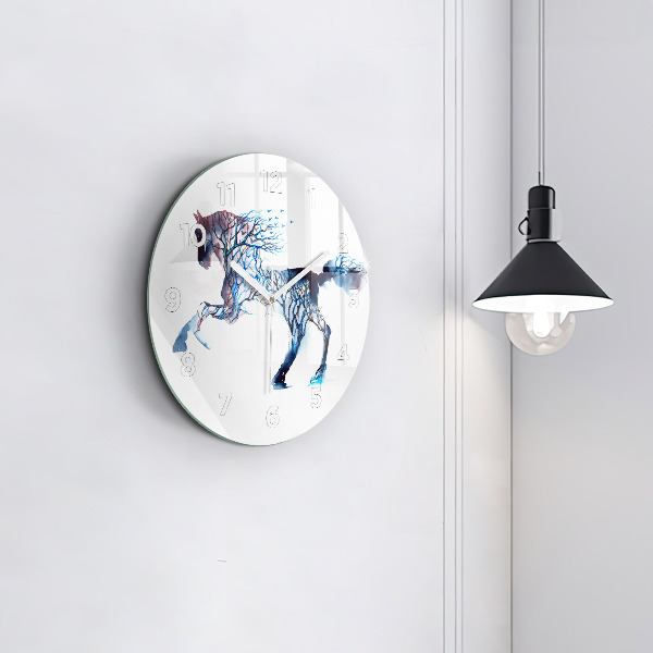 Round glass wall clock Nature of the animal