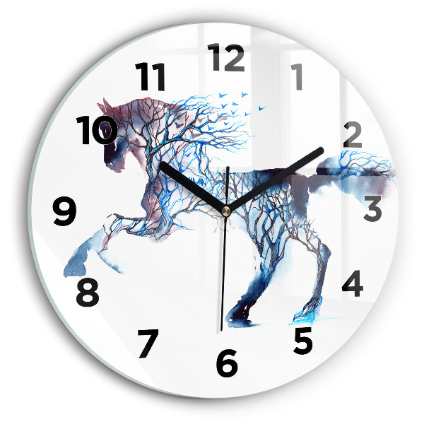 Round glass wall clock Nature of the animal