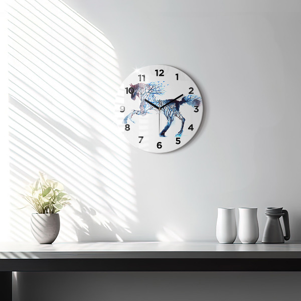 Round glass wall clock Nature of the animal