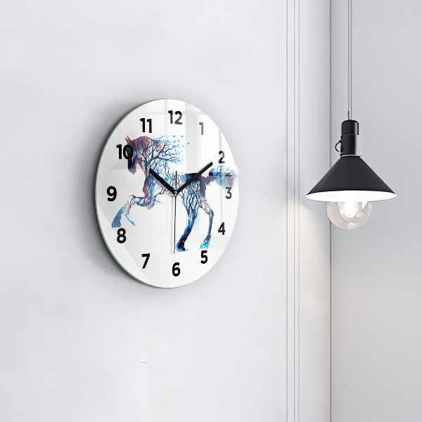 Round glass wall clock Nature of the animal