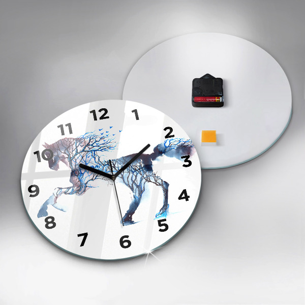 Round glass wall clock Nature of the animal