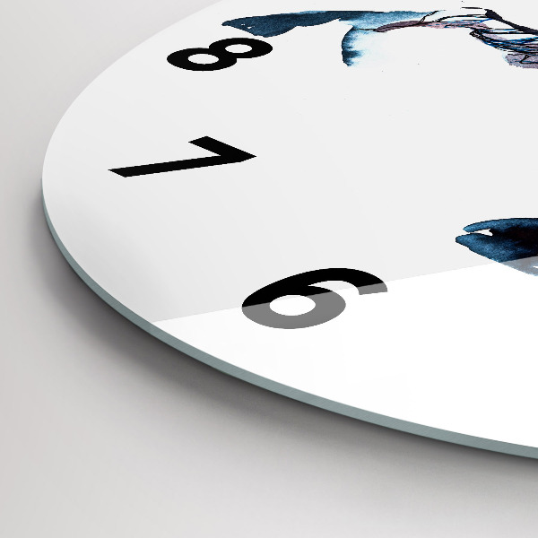 Round glass wall clock Nature of the animal