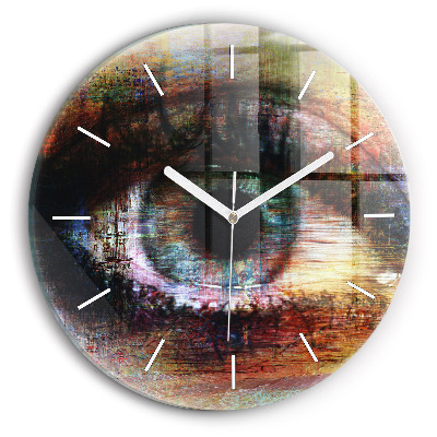 Round glass wall clock Street Art Eye