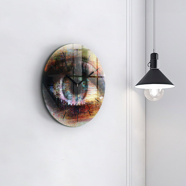 Round glass wall clock Street Art Eye