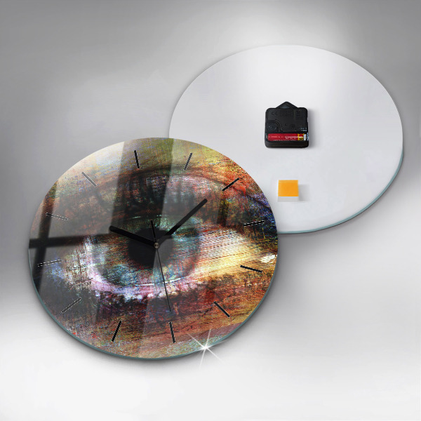 Round glass wall clock Street Art Eye