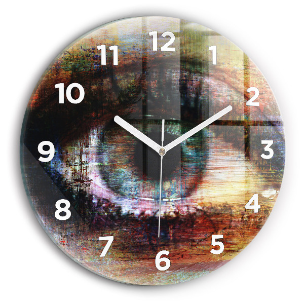 Round glass wall clock Street Art Eye