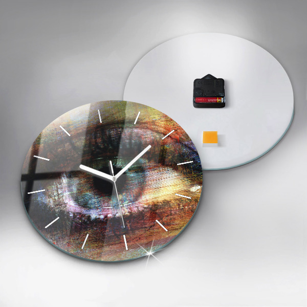 Round glass wall clock Street Art Eye