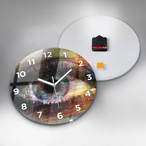 Round glass wall clock Street Art Eye
