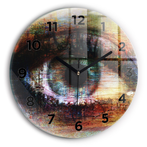 Round glass wall clock Street Art Eye