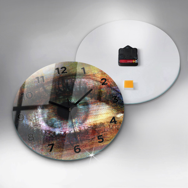 Round glass wall clock Street Art Eye