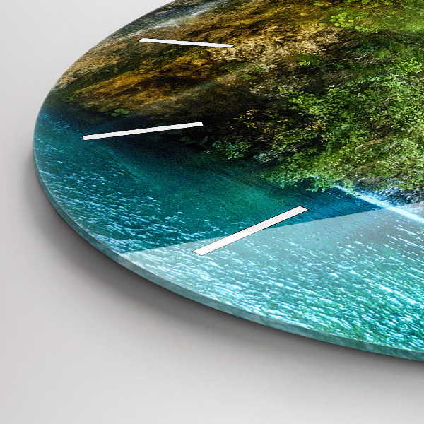Round glass wall clock Lagoon Landscape