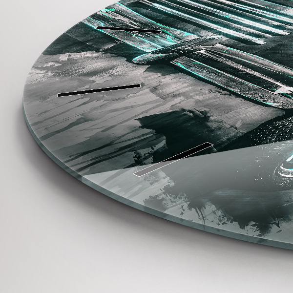 Round glass wall clock Old School Car