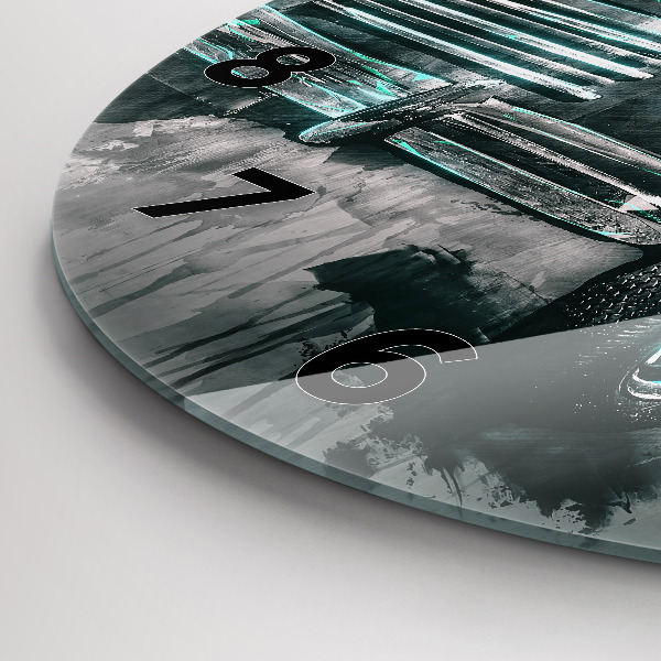 Round glass wall clock Old School Car