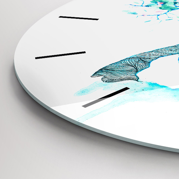 Round glass wall clock Deer illustration