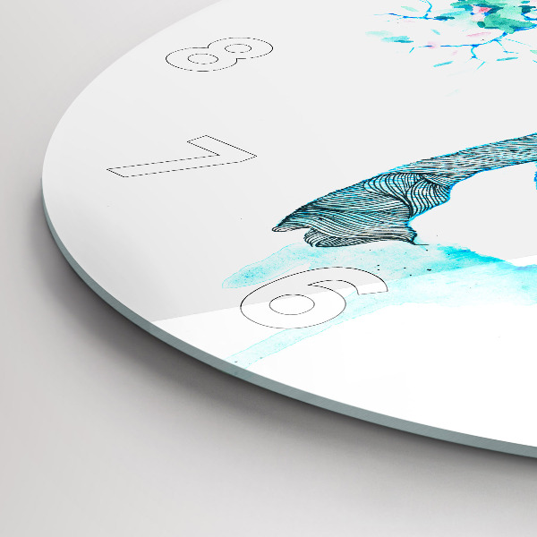 Round glass wall clock Deer illustration
