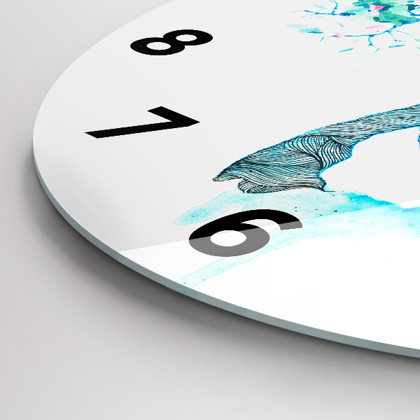 Round glass wall clock Deer illustration